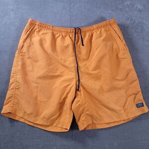 L.L.Bean Swimming Shorts Stretch‎ Draw String Comfort Nylon Orange Mens 0XR41